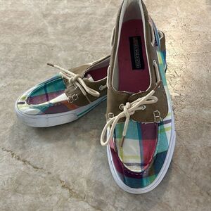 US POLO ASSN Pastel Plaid Boat  Shoes